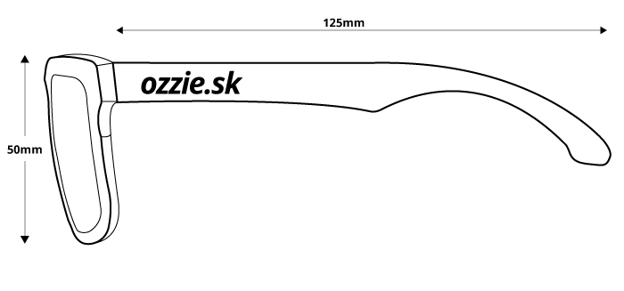 obrázok rozmerov pre polarizačné slnečné okuliare Ozzie OZ 02:06 P2 - pohľad zboku